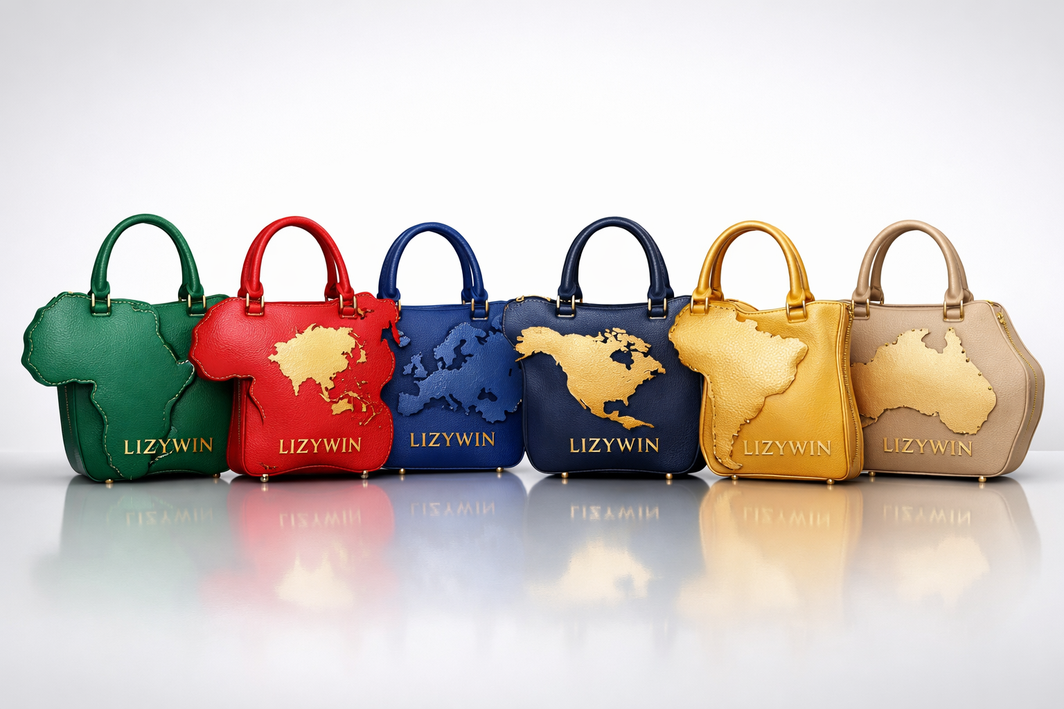 6 continents map bag