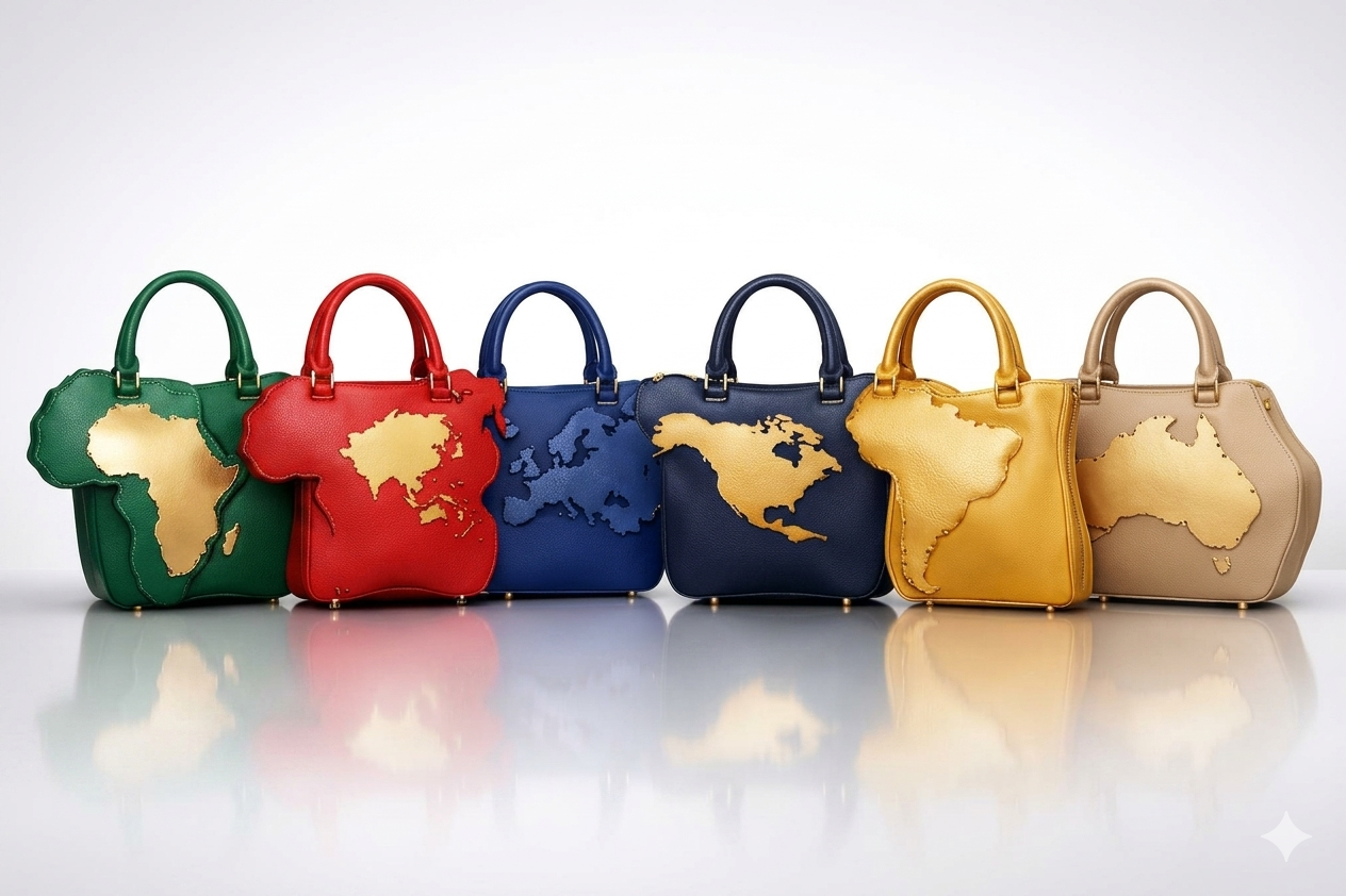 CONTINENTS MAP BAGS BY LIZYWIN